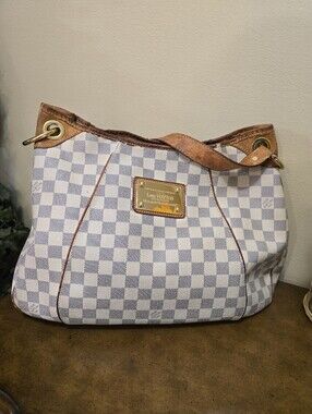 Authentic Louis Vuitton Damier Azur Canvas Shoulder Bag in White/Blue